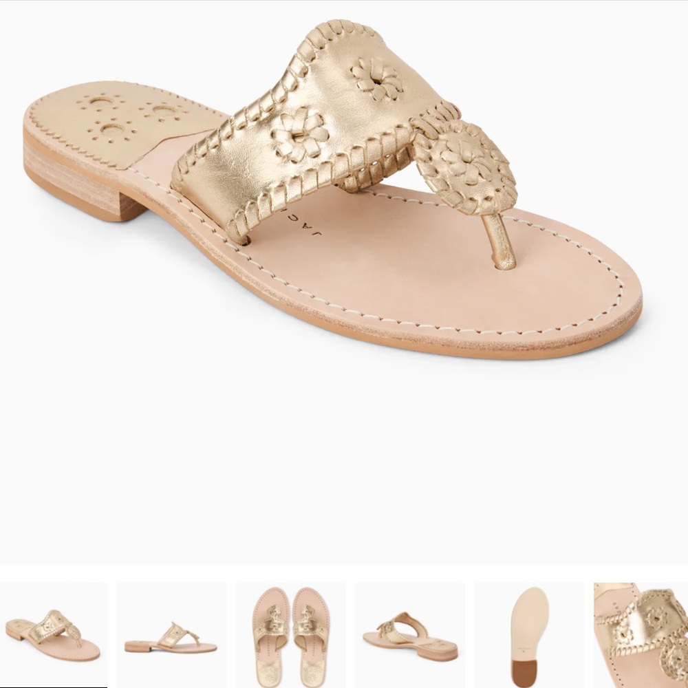 Jack Rogers Gold Leather Jacks Sandals